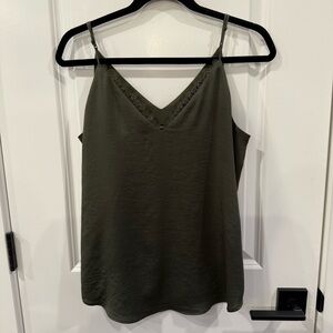 Express Dark Green Lace Cami Top